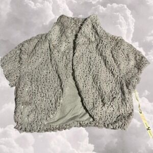 Y2K fur sequin beaded bolero size large